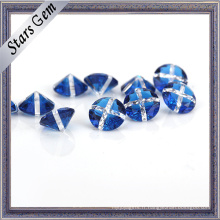 Bleu et blanc couleur mélangée ronde pierre précieuse pour les bijoux